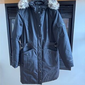 Eddie Bauer Women's Black Parka with Faux Fur Hood